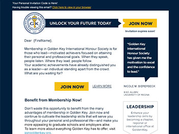 Golden Key Email